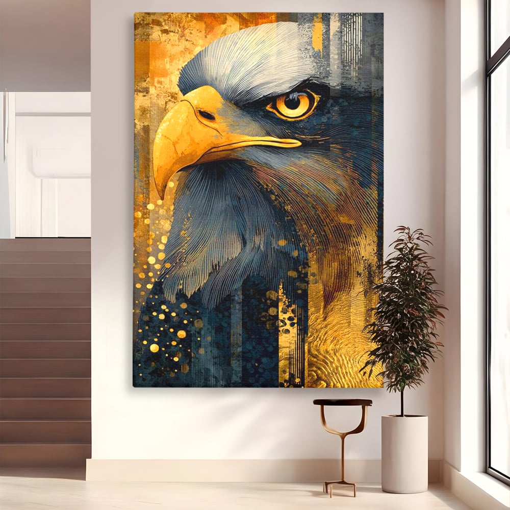 Tablou canvas cu tablou canvas cu vultur in profil, fara rama, pe sasiu de lemn